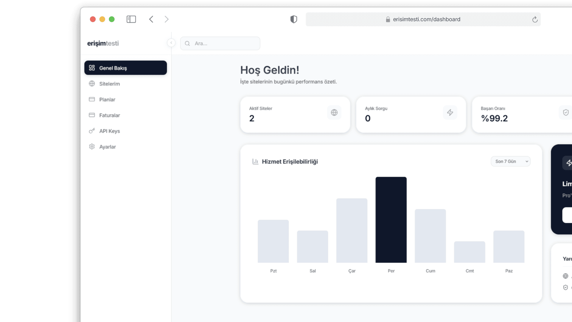 Erişim Testi Dashboard